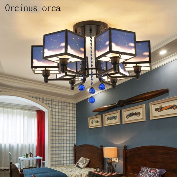 2019 Cartoon Creative Night Sky Star Ceiling Lamp Boy Bedroom Child Room Light New Chinese Personality Led Iron Ceiling Lamp From Amarylly 377 37