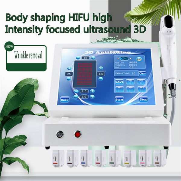 

3d hifu body slimming machine beauty salon facial and body lifting 10000 s hifu 3d hifu with 8 cartridges for skin care ce certification