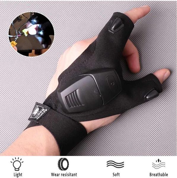 

night waterproof fishing glove with high bright led light rescue tools outdoor gear breathable practical durable car appliance repair