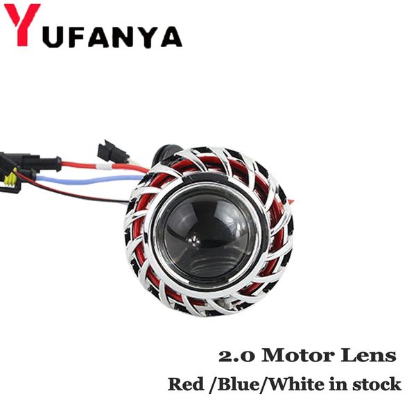 

1pc 2.0 inch bi xenon hid projector lens with fire wheel drl angel eyes shrouds fit for h1 h4 h7 motorcycle headlight retrofit