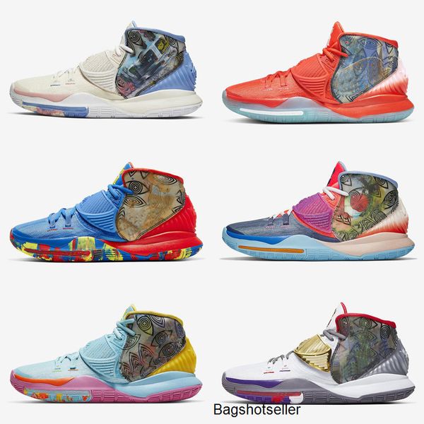 

kyrie 6 pre-heat nyc miami houston shanghai men basketball shoes sports preheat irving 6 heal the world mens trainers zoom turbo sneakers, Black