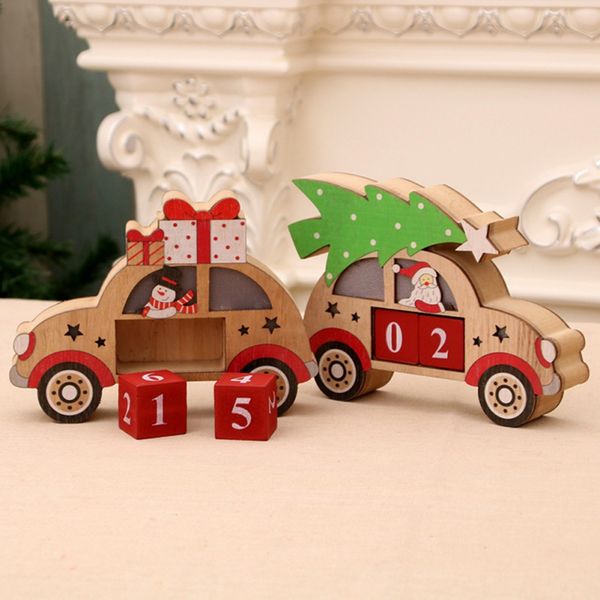

christmas wooden glowing perpetual calendar cartoon car shape christmas decoration for home xmas festive party supplies 2020 new