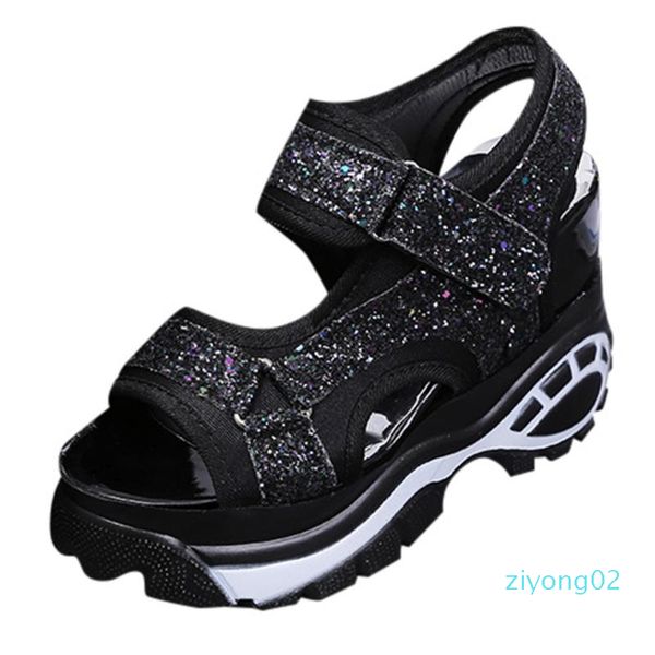 

new style women sandals ladies wedges shoes fashion fish mouth sandals thick bottomed sport casual women shoes z2, Black