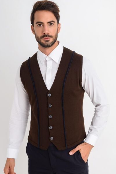 

heyss button male sweater vest, Black;white