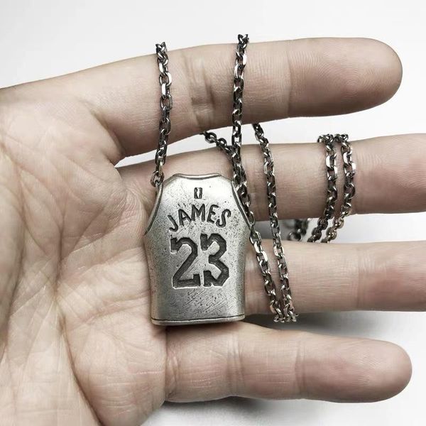 

1pcs customize basketball la chicago lengend jersey pendent necklace stainless steel number 23 number 24111, Silver