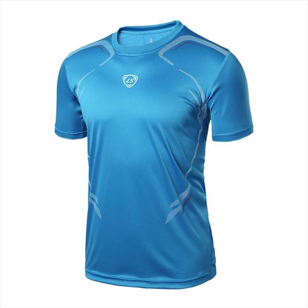 

men gym sport running t shirt fitness muscle quick dry stretch tee clothes, Black;blue