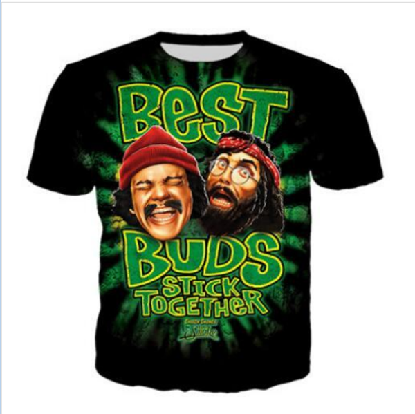 

summer style fashion mens/womens cheech and chong up in smoke tie-dye funny 3d print casual t-shirt abcq00162, White;black