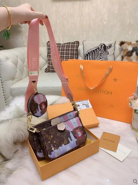 

88 famous brands women handbags l flower luxury designe composite bags lady clutch shoulder tote female purse with 3pc wallet