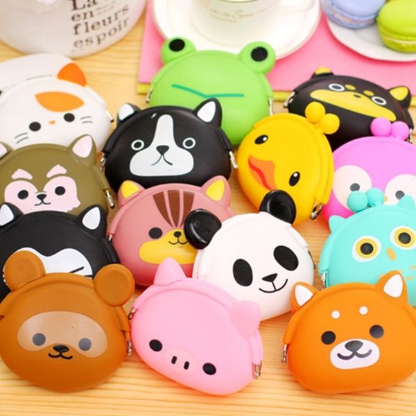 

new girls mini silicone coin purse animals small change wallet purse women key wallet coin bag for children kids gifts # c, Red;black