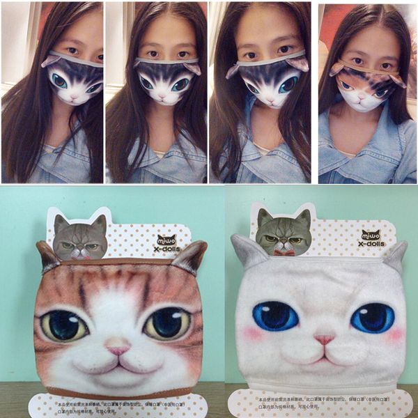 

cotton dustproof mouth face mask 3d cartoon cute cat mask personality washable for women men face mouth masks party diy decor