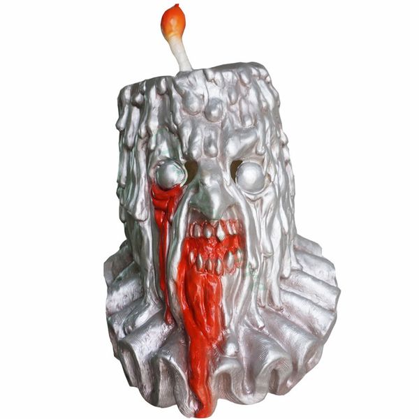

halloween terror mask candle man latex helmet cosplay costume props, Black;red