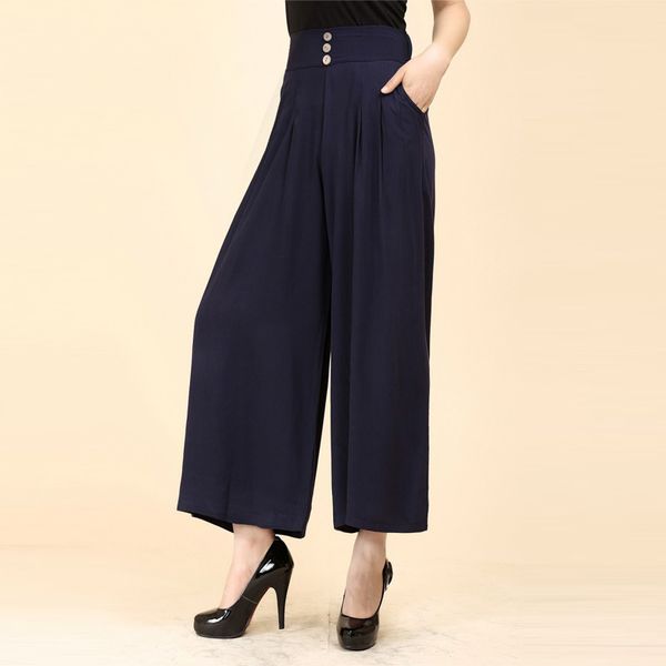 

summer trousers women pants women plus size wide leg pants high waist loose ankle-length casual button, Black;white