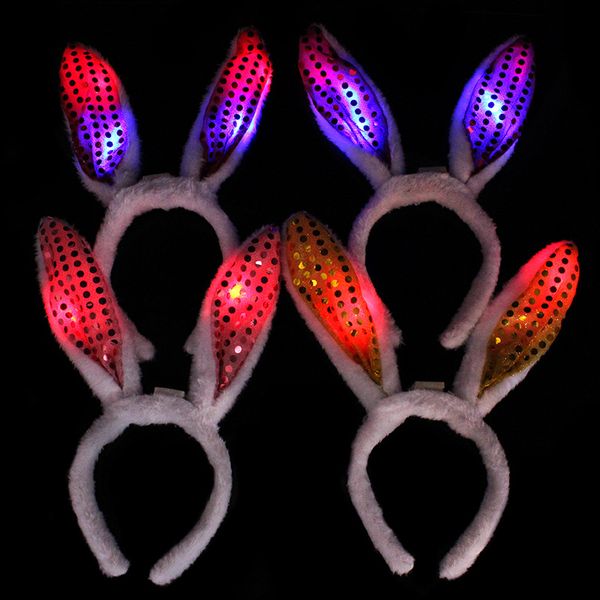 

Светящиеся блестки кроличьи уши головной убор плюшевые светодиодные мигающие уш