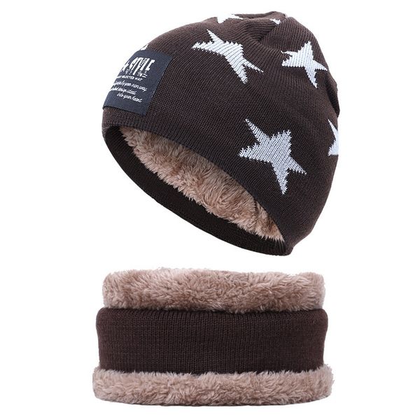 

wholesale new winter warm knit hat scarf set thick plush velvet lining innocent urinal cap and scarf 2 piece, White;black