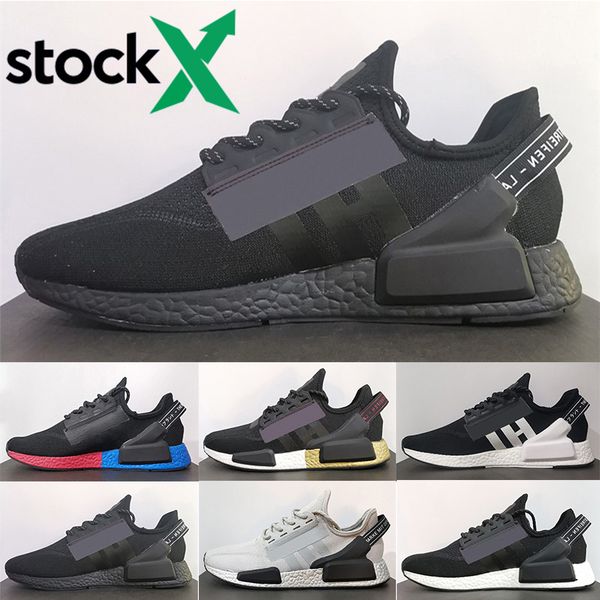 

new nmd r1 v2 stock x men women running shoes og core black white gold outdoor mens trainers sports sneakers size 36-45