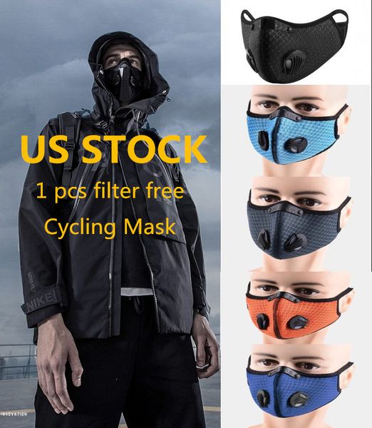 

us stock, mixed style designer mask adjustable cycling face sport training mask pm2.5 anti-pollution running mask activated carbon filter