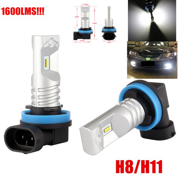 

2pcs white 6000-6500k 80w 1600 lumens lumileds luxeon zes chips h11 h8 led bulbs for car drl/fog lights/low beam driving bulbs