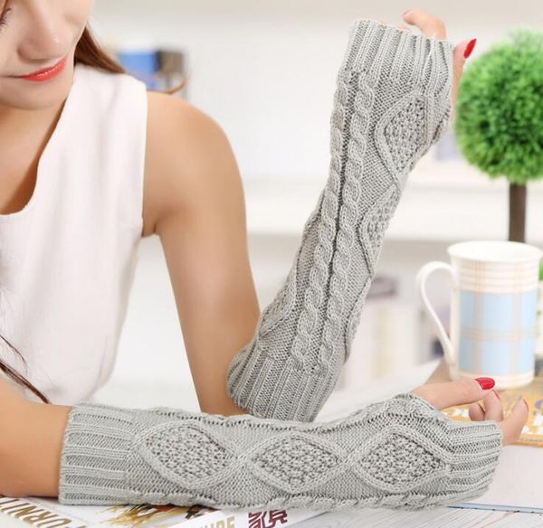 Primavera Mulheres Outono Lã Arm Warmers Winter Fashion luvas sem dedos Botão malha Luvas Mitten longas Luvas luvas tático GB1327