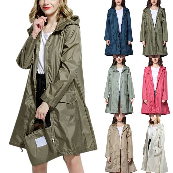 

women's clothes rain jacket outdoor trench coat waterproof windproof coat outwear corta vento feminina streetwear 2019 fashion, Tan;black