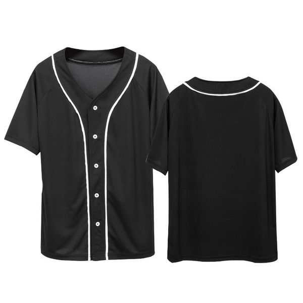 

2020 fashion solid color baseball t shirts women/men casual cardigan v-neck baseball jersey short sleeve t-shirt summer tee, White