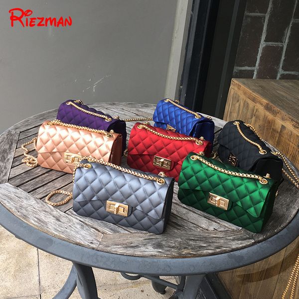 

riezman women bags rhombic chain shoulder bag jelly small handbag fragrance wind mini fashion lock buckle shoulder messenger bag