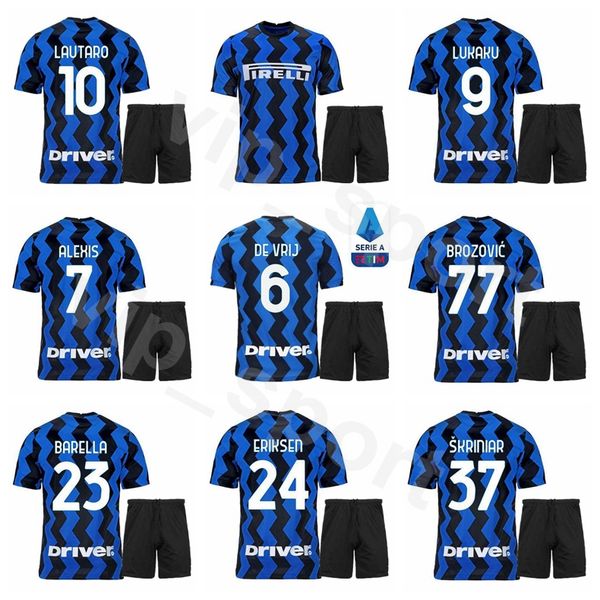 

inter 2020 2021 soccer 37 milan skriniar jersey set 6 stefan de vrij 77 marcelo brozovic 12 stefano sensi lukaku football shirt kits, Black