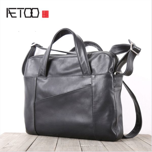 

aetoo men's business casual head cowhide single shoulder oblique cross handbag leather briefcase computer bag