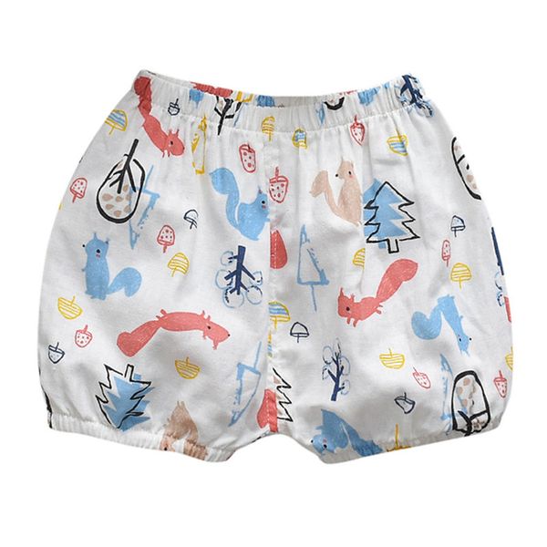 

summer baby cartoon printing lantern pants animals print casual elastic shorts gauze shorts bread pants outside, Black