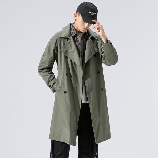 

2019 casual mens windbreaker jackets long trench coat for men spring autumn winter clothes, Tan;black