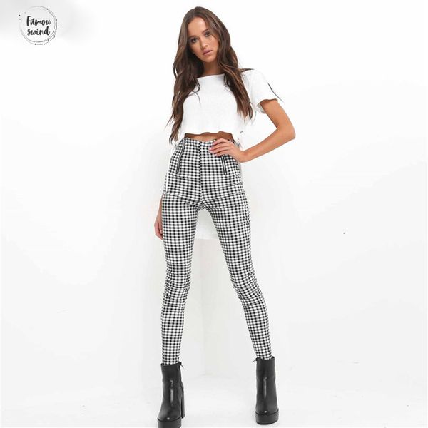 

серый белый плед штаны sweatpants женщины side нашивки вскользь брюки хлопка удобные эластичные штаны joggers перевозка груза падения, Black;white