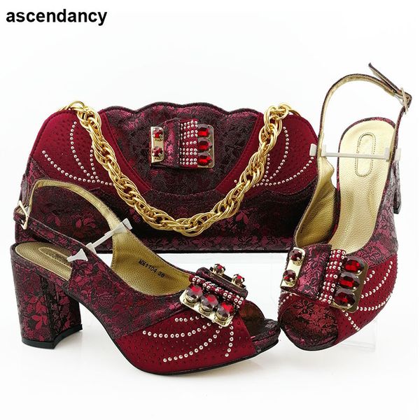 

dress shoes latest design african women and bag set for party wedding bride cristal matching in heels, Black