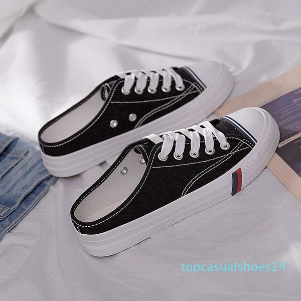 

spring summer woman casual shoes lace up female canvas shoes no heel lazy footwear for girls plimsolls classic t14, Black