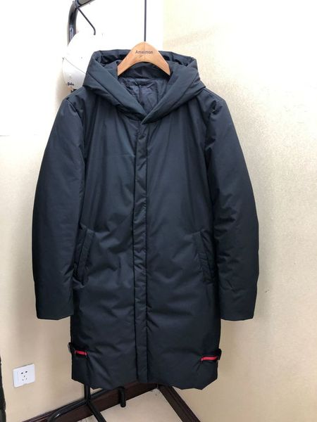 

90% white duck down jacket men coat parkas male embroidery medium long section winter down jacket outerwear, Black