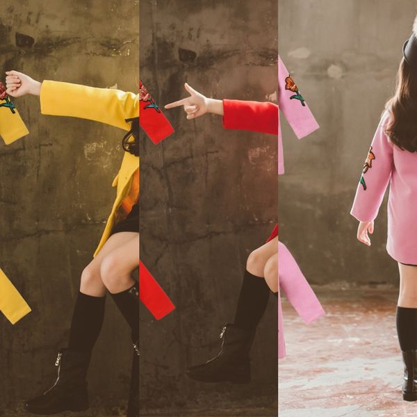 

girls' thickened foreign style woolen girls wool coat ' fashionable woolen coat, Blue;gray