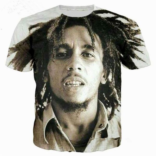 

fashion legend singer reggae bob marley t-shirt women men summer 3d print short sleeve crewneck casual tees q345, White;black
