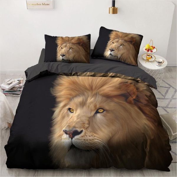 

3d bedding sets lion black duvet quilt cover set comforter bed linen pillowcase king  full size 140*210cm home texitle