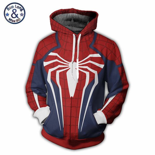 

3d hoodies infinity war spider man hooded sweatshirt men long sleeve tracksuit jacket male casual sweatshirts autumn outwear, Black