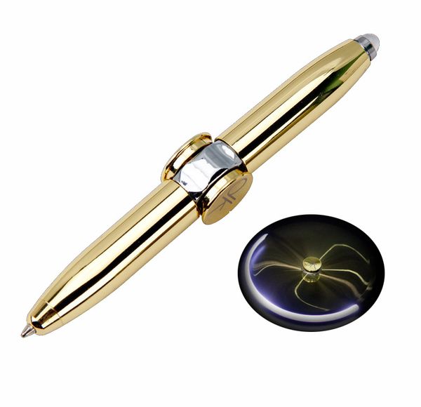 

2019 new fashion luxury pen creative rotating gyroscopeen ballpoint pen capacitive pen multi-function christmas gift writing tool, Blue;orange