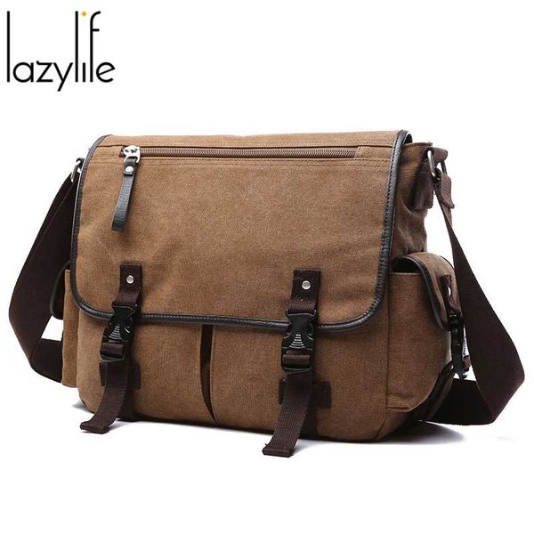 

lazylife preppy style shoulder bag canvas messenger bag contracted joker leisure or travel for men