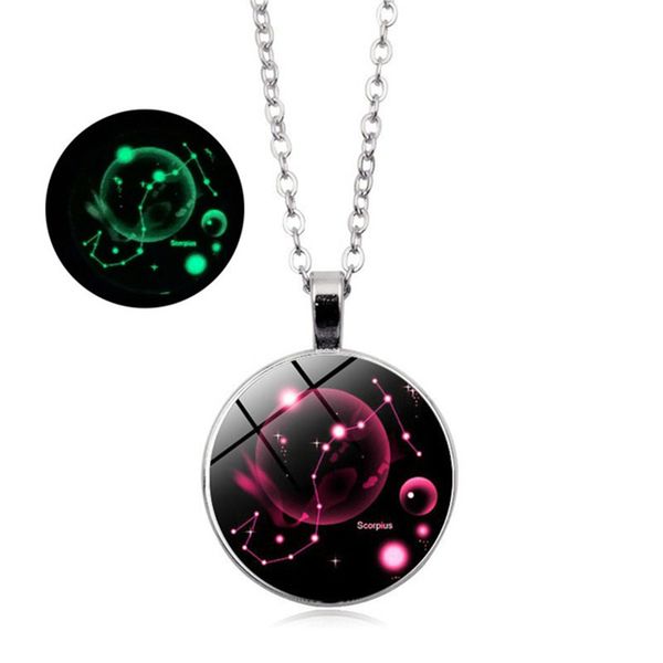 

car pendant twelve constellation luminous time gemstone luminous necklace european and american new pendant sweater chain