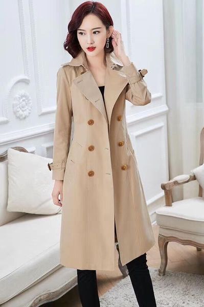 

women's trench coats gabardine long windbreaker belt waterproof double-breasted new english style autumn winter solid color british 82v, Tan;black