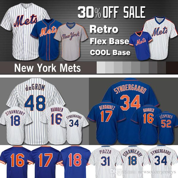

New York 34 Noah Syndergaard Men 18 Darryl Strawberry Mets jerseys 31 Mike Piazza 17 Keith Hernandez 16 Dwight Gooden 52 Yoenis Cespedes