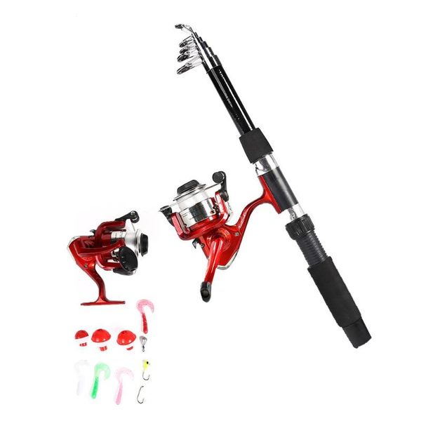 

1.8m fishing rod reel combo baits lure kit red suit combination tool