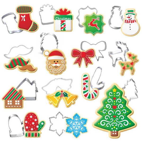 

christmas cookie cutter stainless steel cut candy biscuit mold cooking tools christmas theme metal cutters mould snowflake snowm