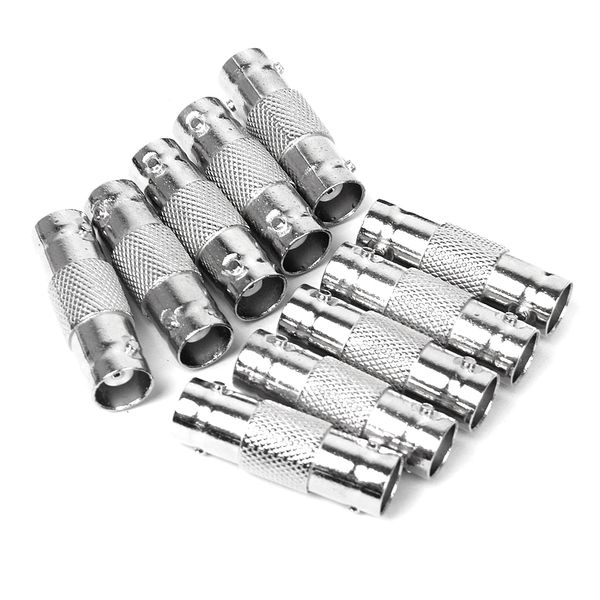 

10pcs silver tone bnc female to female f/f connector adapter