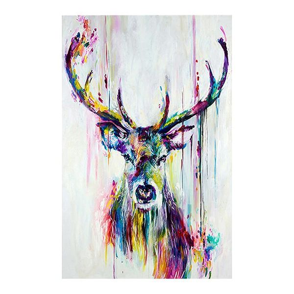 

watercolored deer head inkjet canvas poster print abstract animal picture frameless canvas inkjet oil painting wall art