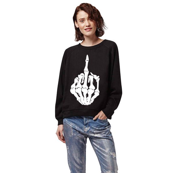 

women's hoodies & sweatshirts o-neck loose woman finger spring long sleeve black white female sweatshirt