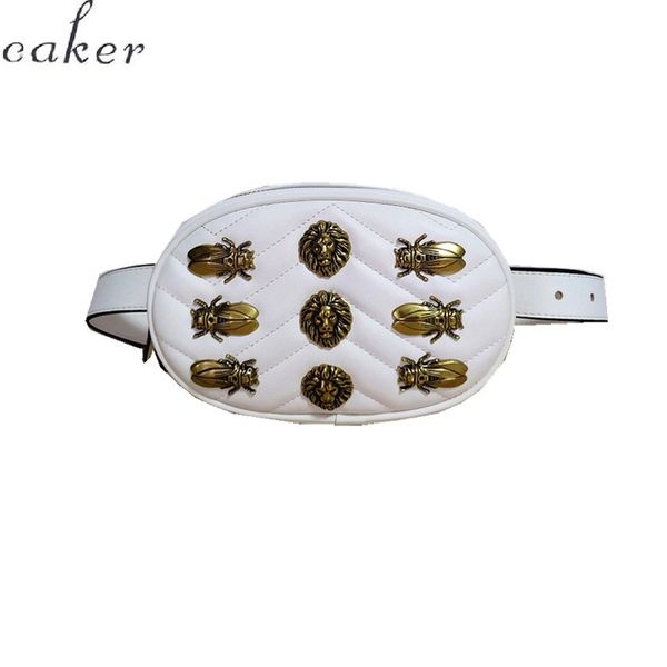 

caker 2020 women metal sequins lion bee fanny waist bag with belt embroidery v diamond lattice heart-shape circle money bag