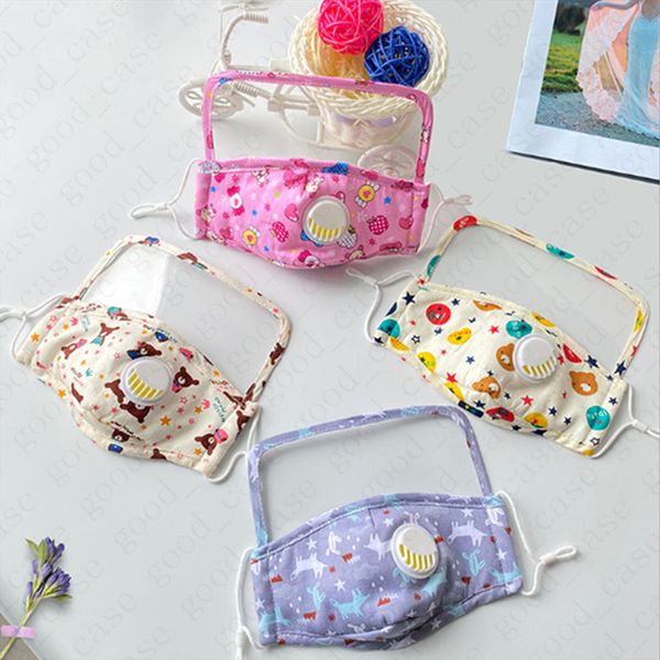 

baby kids breather valve face masks dustproof respirator face cover with eye shield washable 2 layers protective safety masks new d6810, Black;white