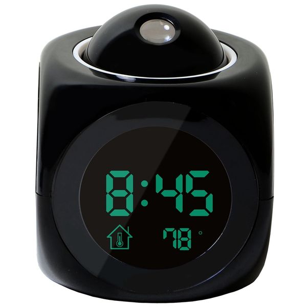 

promotion multi-function digital lcd voice talking led projection alarm clock black